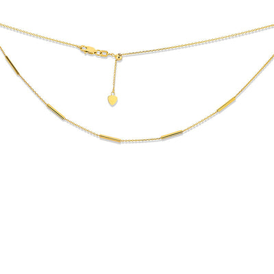 Bar Station Choker Necklace in 14K Gold - 16"