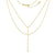 Disc Station Double Strand "Y" Choker Necklace in 14K Gold - 17"