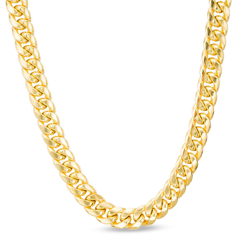 Men's 7.4mm Hollow Cuban Curb Chain Necklace in 10K Gold - 22"