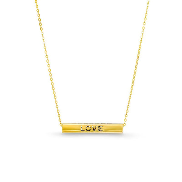 Made in Italy Sideways Bar Phrases Pendant in 14K Gold - 17" - Shryne Diamanti & Co.