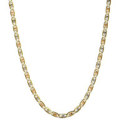 Ladies' 0.2mm Diamond-Cut Valentino Chain Necklace in 14K Tri-Tone Gold - 20"