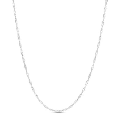 1.25mm Solid Singapore Chain Necklace in 10K White Gold - 20"