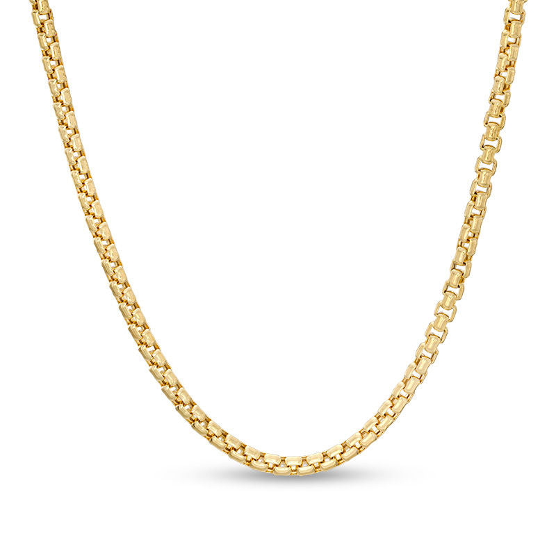 3.4mm Round Box Chain Necklace in 14K Gold - 22"