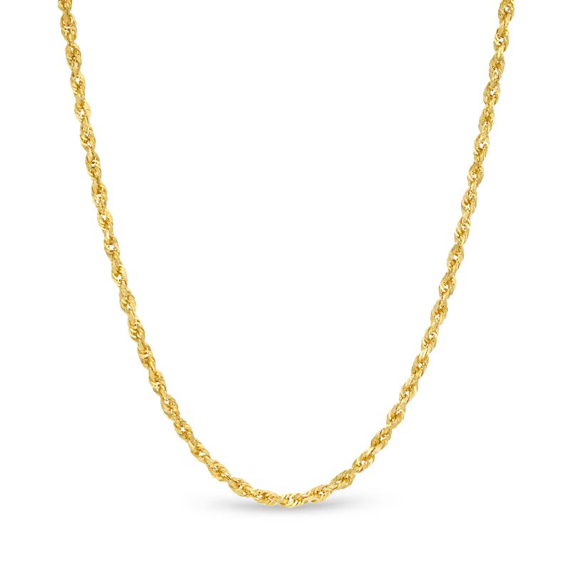 2.4mm Diamond-Cut Glitter Rope Chain Necklace in 10K Gold - 20" - Shryne Diamanti & Co.