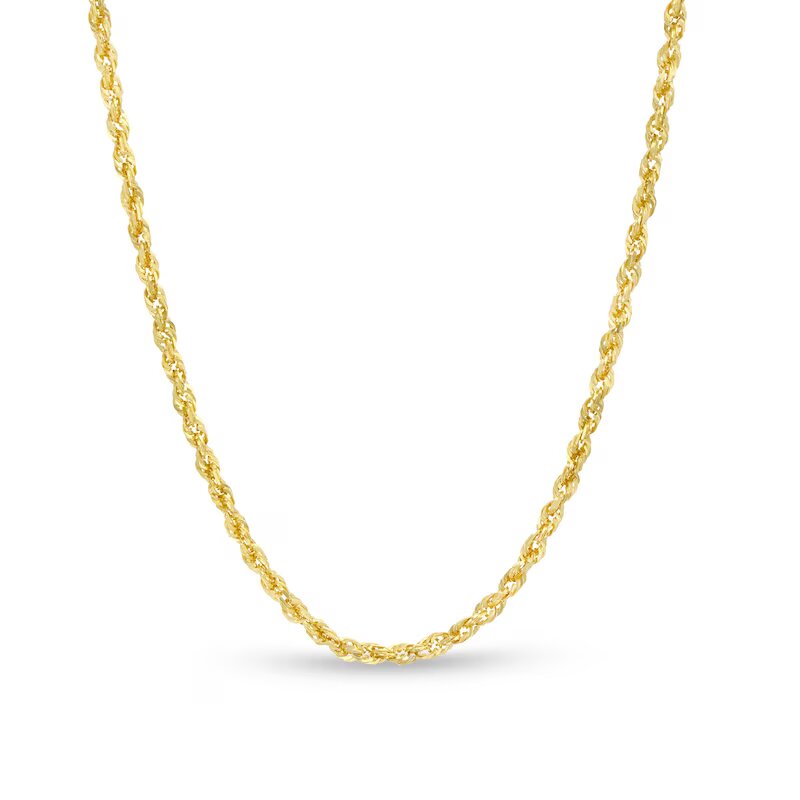 Men's 2.4mm Diamond-Cut Solid Glitter Rope Chain Necklace in 10K Gold - 24" - Shryne Diamanti & Co.