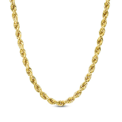 5.0mm Hollow Glitter Rope Chain Necklace in 10K Gold - 24" - Shryne Diamanti & Co.