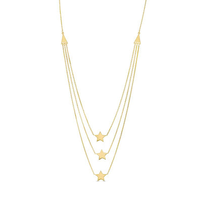 Star Triple Strand Necklace in 14K Gold