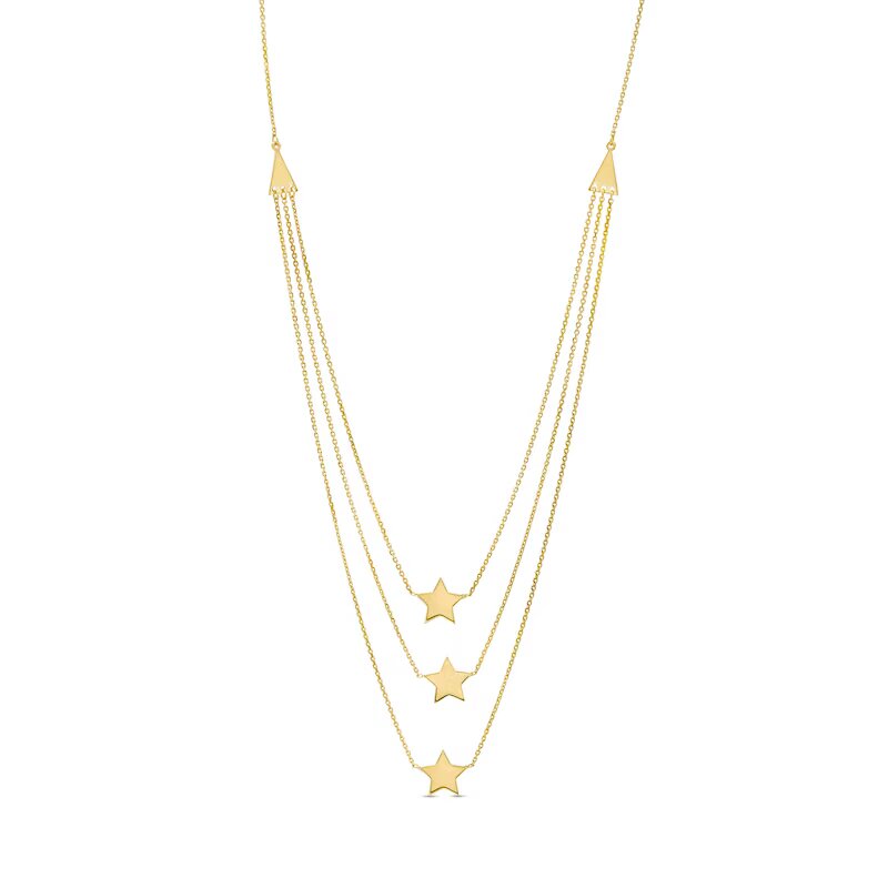 Star Triple Strand Necklace in 14K Gold