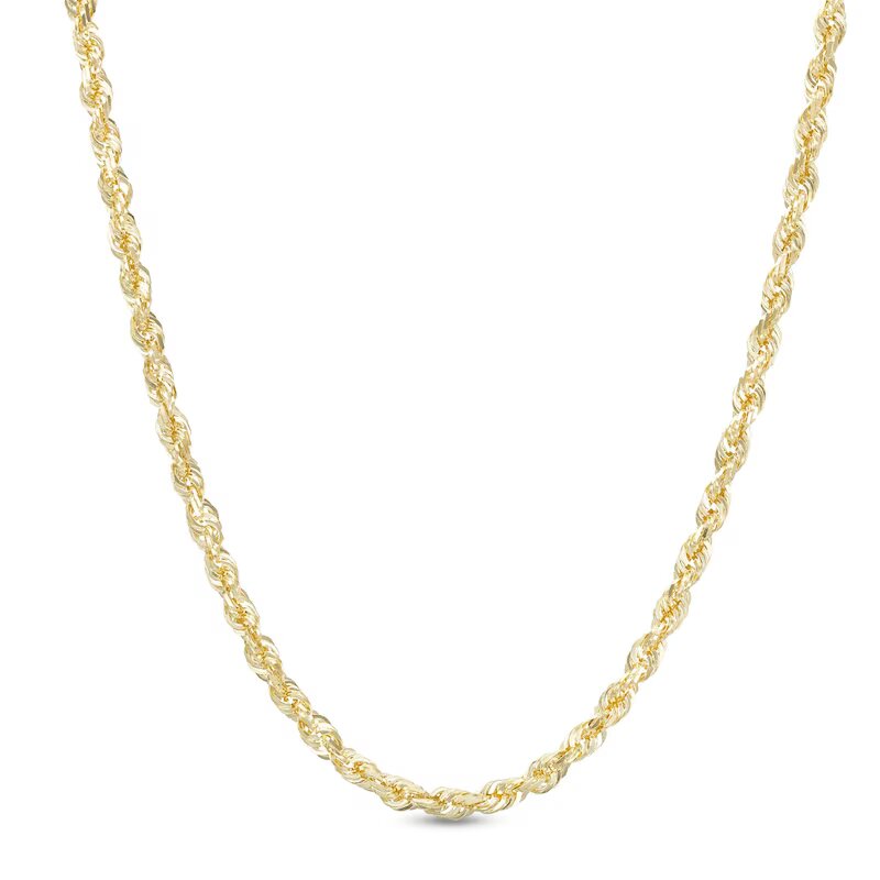4.0mm Diamond-Cut Glitter Rope Chain Necklace in 10K Gold - Shryne Diamanti & Co.