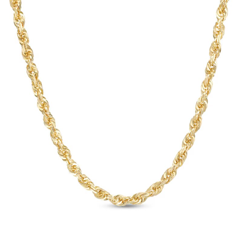 Men's 5.5mm Diamond-Cut Glitter Rope Chain Necklace in 10K Gold - 24" - Shryne Diamanti & Co.