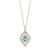 Enchanted Disney Aladdin Pear-Shaped Swiss Blue Topaz and 1/15 CT. T.W. Diamond Arabesque Frame Pendant in 10K Gold