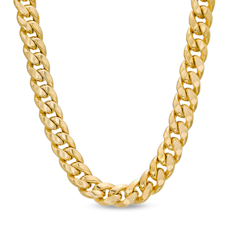 Made in Italy Men's 7.6mm Hollow Curb Chain Necklace in 10K Gold - Shryne Diamanti & Co.