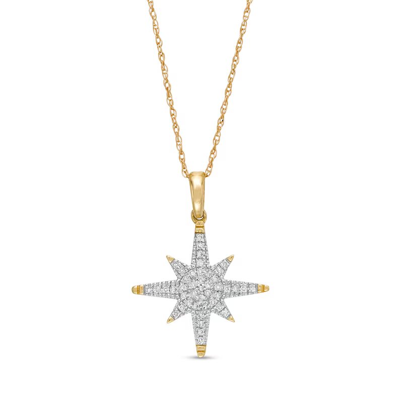 1/10 CT. T.W. Composite Diamond North Star Pendant in 10K Gold