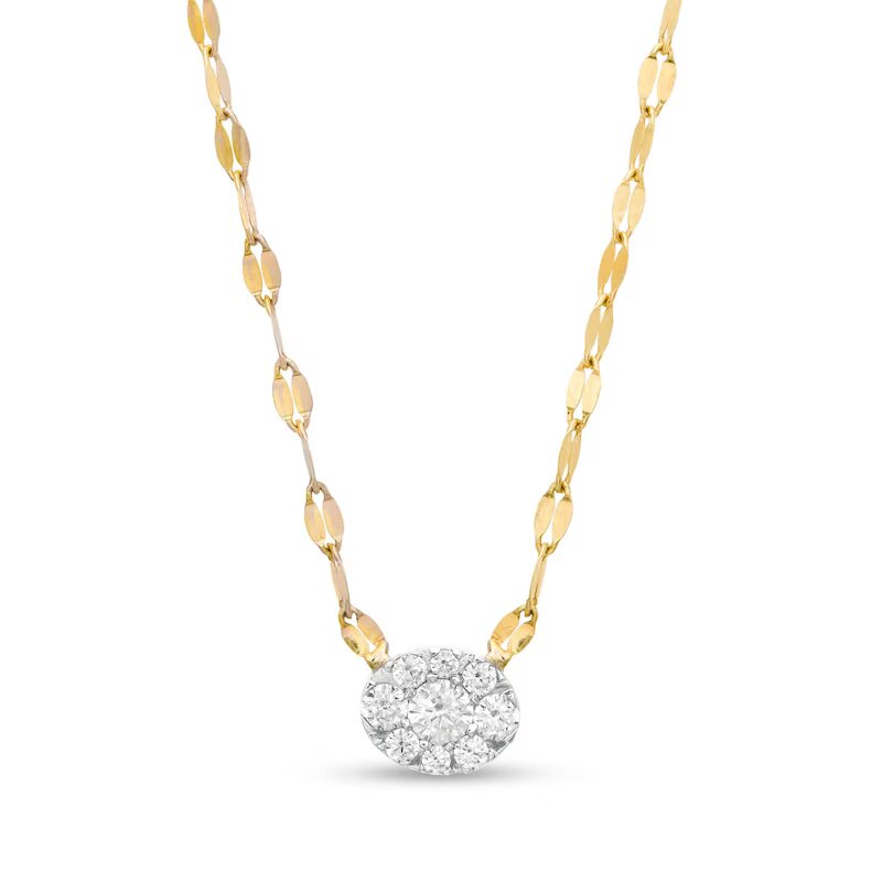 1/5 CT. T.W. Composite Diamond Oval Frame Necklace in 10K Gold
