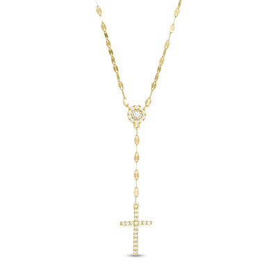 1/5 CT. T.W. Diamond Frame Cross "Y" Necklace in 10K Gold