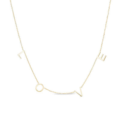 "LOVE" Station Necklace in 14K Gold