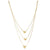 Puff Heart Triple Strand Necklace in 14K Gold