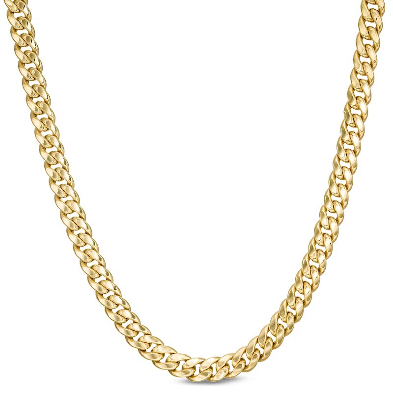 Made in Italy Hollow 6.2mm Cuban Curb Chain Necklace in 10K Gold - 20" - Shryne Diamanti & Co.