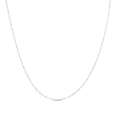 Made in Italy 1.0mm Adjustable Singapore Chain Necklace in 14K White Gold - 22" - Shryne Diamanti & Co.