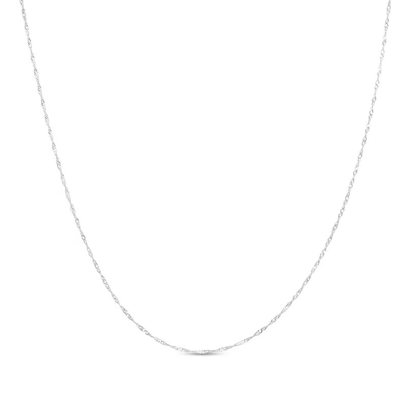 Made in Italy 1.0mm Adjustable Singapore Chain Necklace in 14K White Gold - 22" - Shryne Diamanti & Co.