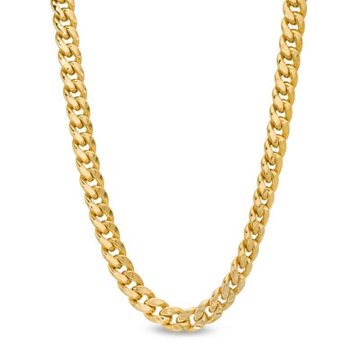 Men's 7.6mm Hollow Cuban Curb Chain Necklace in 10K Gold - Shryne Diamanti & Co.