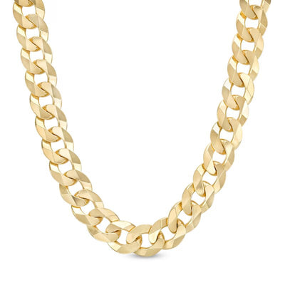 Men's 12.2mm Solid Curb Chain Necklace in 10K Gold - 26" - Shryne Diamanti & Co.