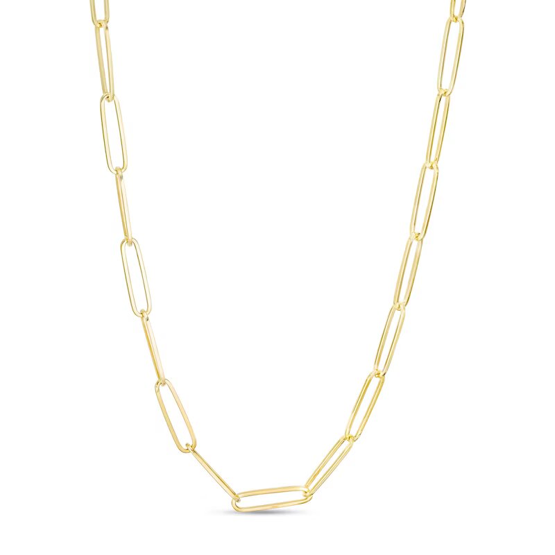 2.6mm Elongated Solid Link Chain Necklace in 14K Rose Gold