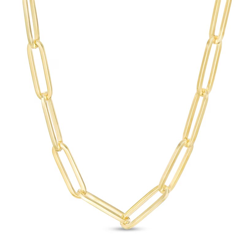 5.0mm Elongated Solid Link Chain Necklace in 14K Gold - 18"