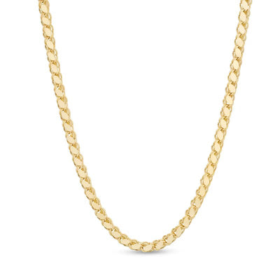 3.0mm Solid Mirrored Leaf Rope Chain Necklace in 14K Gold