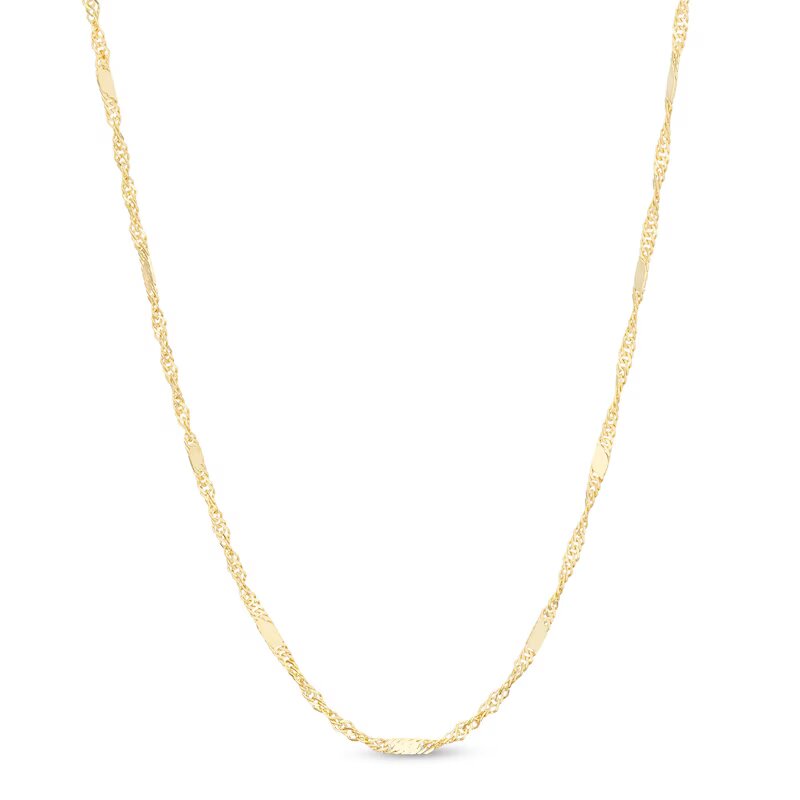 1.7mm Solid Singapore Chain Necklace in 14K Gold - 18"