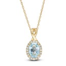 Oval Aquamarine and 1/15 CT. T.W. Diamond Frame Pendant in 10K White Gold