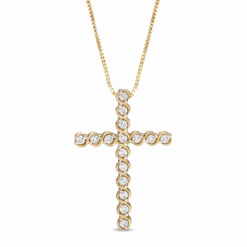 1/4 CT. T.W. Diamond Cross Pendant in 10K Gold