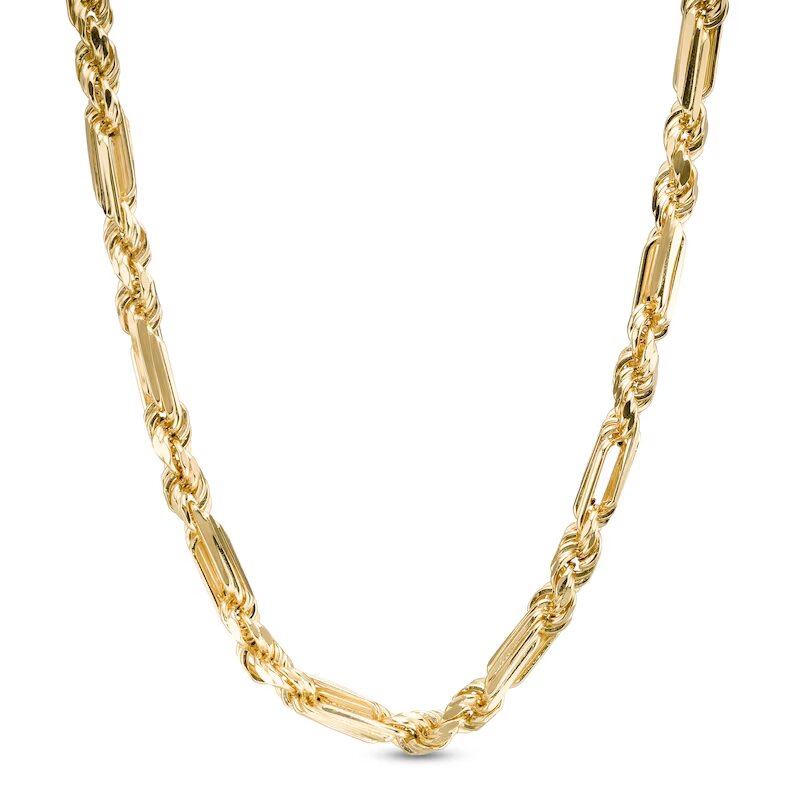 Made in Italy 4.3mm Diamond-Cut Figarope Chain Necklace in Hollow 14K Gold - 22"