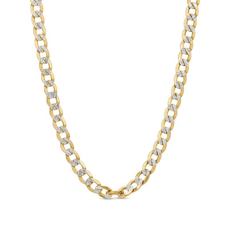 Made in Italy Men's 7.2mm Hollow Curb Chain Necklace in 10K Two-Tone Gold - 24"