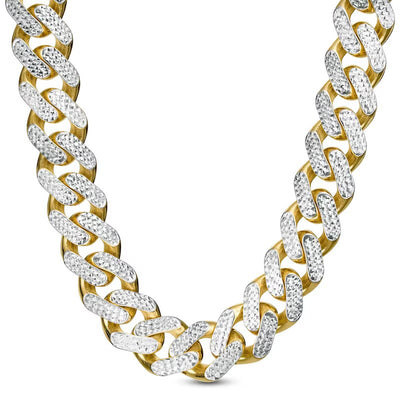 13.5mm Diamond-Cut Hollow Curb Chain Necklace in 14K Two-Tone Gold - 24"