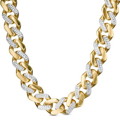 11.3mm Diamond-Cut Alternating Curb Chain Necklace in 14K Two-Tone Gold - 24"