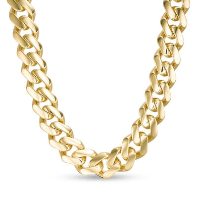 11.3mm Hollow Curb Chain Necklace in 14K Gold