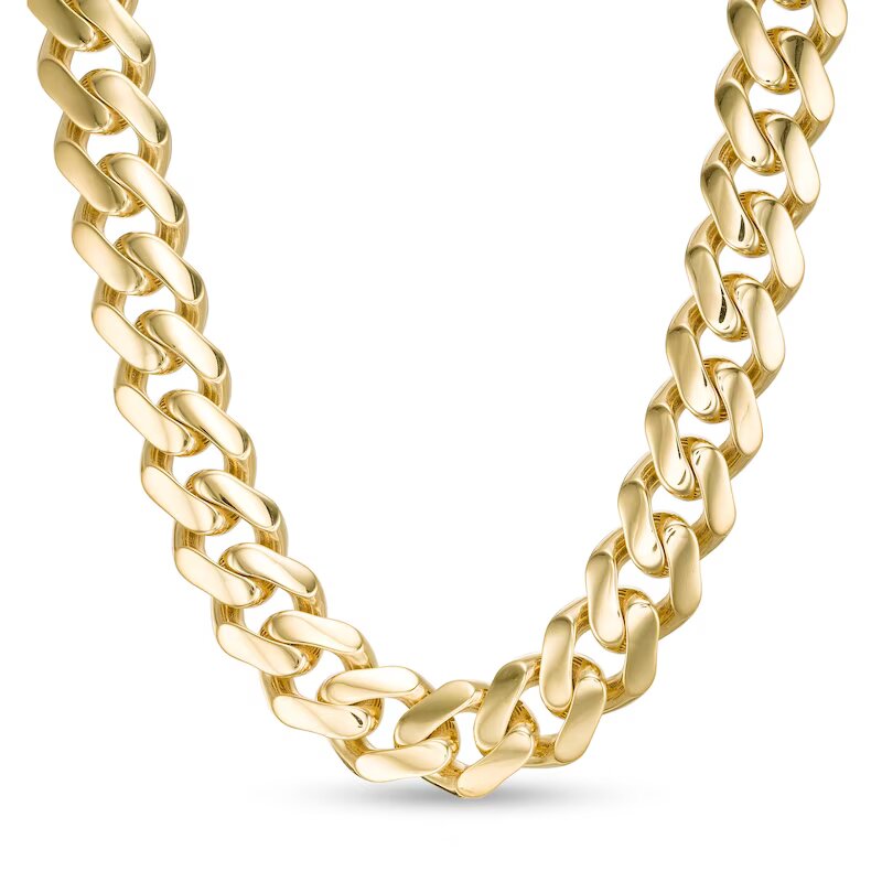 11.3mm Hollow Curb Chain Necklace in 14K Gold