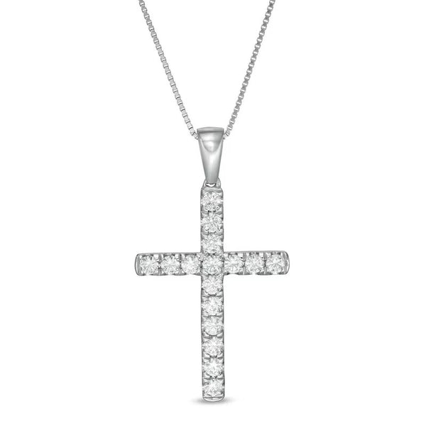 1/2 CT. T.W. Certified Lab-Created Diamond Cross Pendant in 14K White Gold (F/SI2)