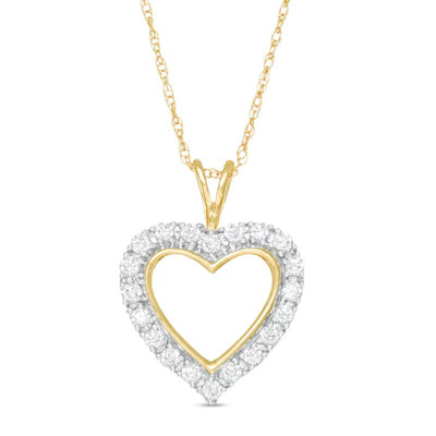 1/4 CT. T.W. Diamond Heart Outline Pendant in 10K Gold