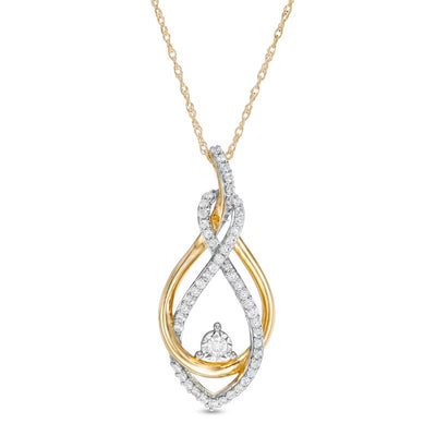 1/4 CT. T.W. Diamond Twist Flame Pendant in 10K Gold