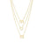 Linear "mom" Layered Triple Strand Necklace in 14K Gold