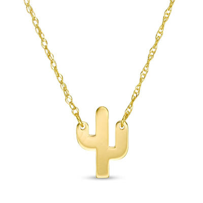 Mini Saguaro Cactus Necklace in 14K Gold