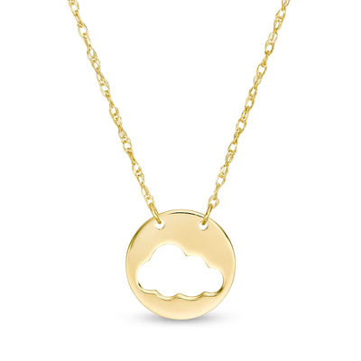 Mini Cut-Out Cloud Disc Necklace in 14K Gold