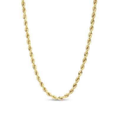 3.15mm Hollow Evergreen Rope Chain Necklace in 10K Gold - 20" - Shryne Diamanti & Co.