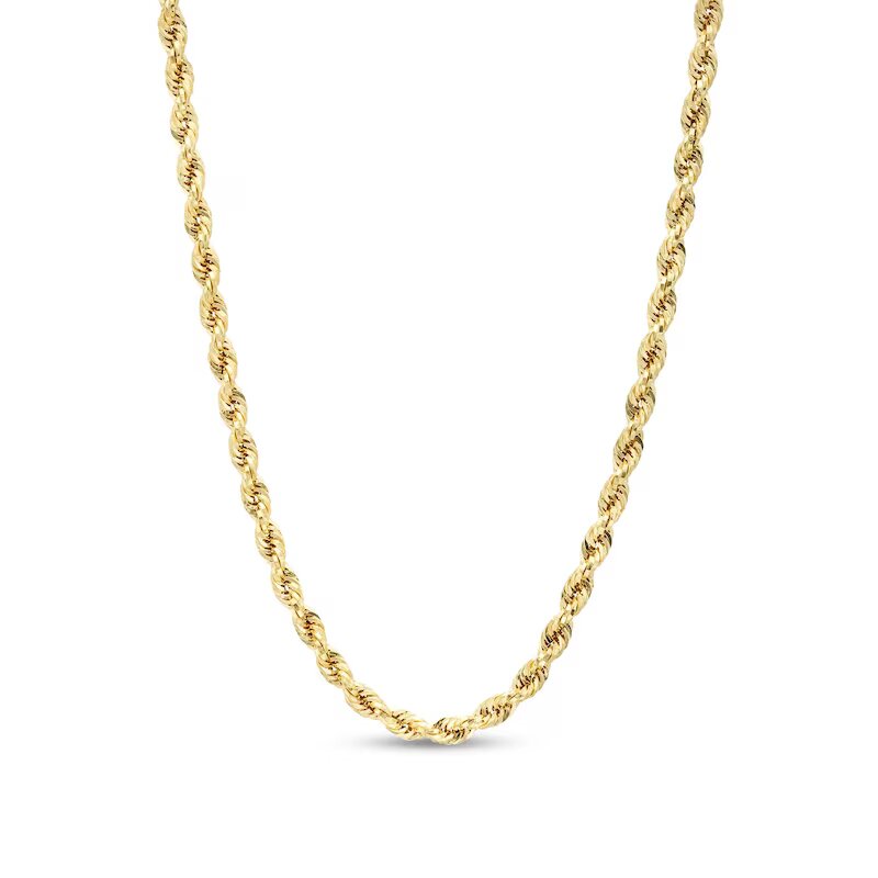 3.15mm Hollow Evergreen Rope Chain Necklace in 10K Gold - 20" - Shryne Diamanti & Co.