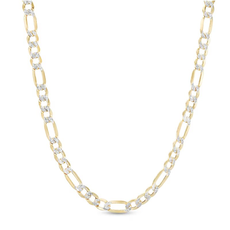 Made in Italy Men's 5.7mm Diamond-Cut Hollow Figaro Chain Necklace in 10K Two-Tone Gold - 22"