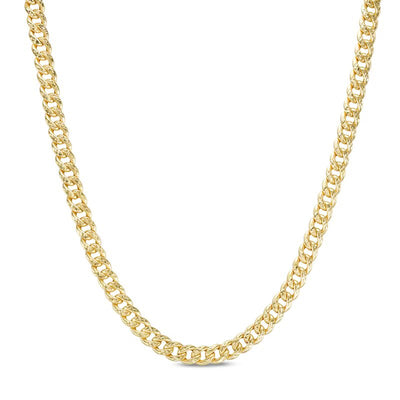 Made in Italy Men's 5.6mm Diamond-Cut Hollow Cuban Curb Chain Necklace in 10K Gold - 22" - Shryne Diamanti & Co.