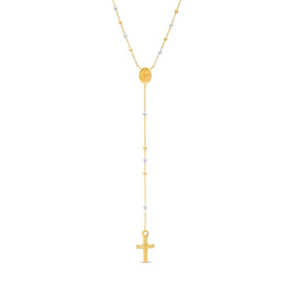 Made in Italy Beaded Rosary Necklace in 14K Tri-Tone Gold - 18"