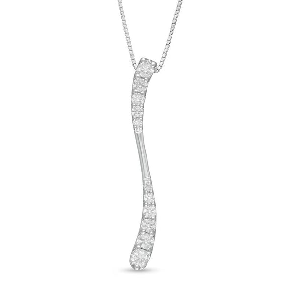 1/2 CT. T.W. Journey Diamond Linear Wave Pendant in 10K White Gold